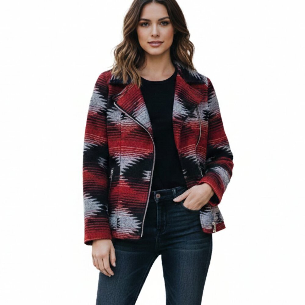Forever 21 Red and Black Moto Jacket S - NWOT